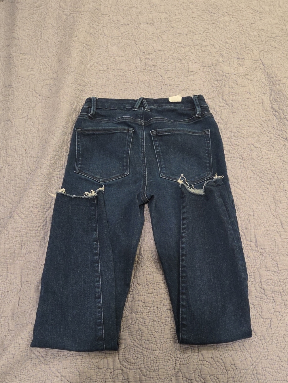 Good American Always Fits Good Legs Skinny Crop Jeans Size 6-12 BLUE838 Raw Hem - Picture 7 of 11
